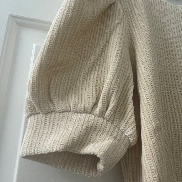 TCEC | NWOT | Corduroy Zipper Crop Top | M, L | Cream | CT7948 - Picture 3 of 4